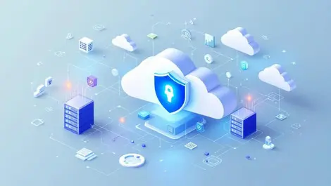 Secure data servers digital cloud icons ai encryption data protection analytics
