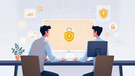 Office it department network security lock shield ai circuit data flows