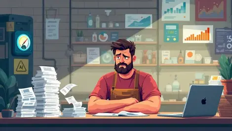 Stressed australian shop owner unpaid bills ai energy efficiency