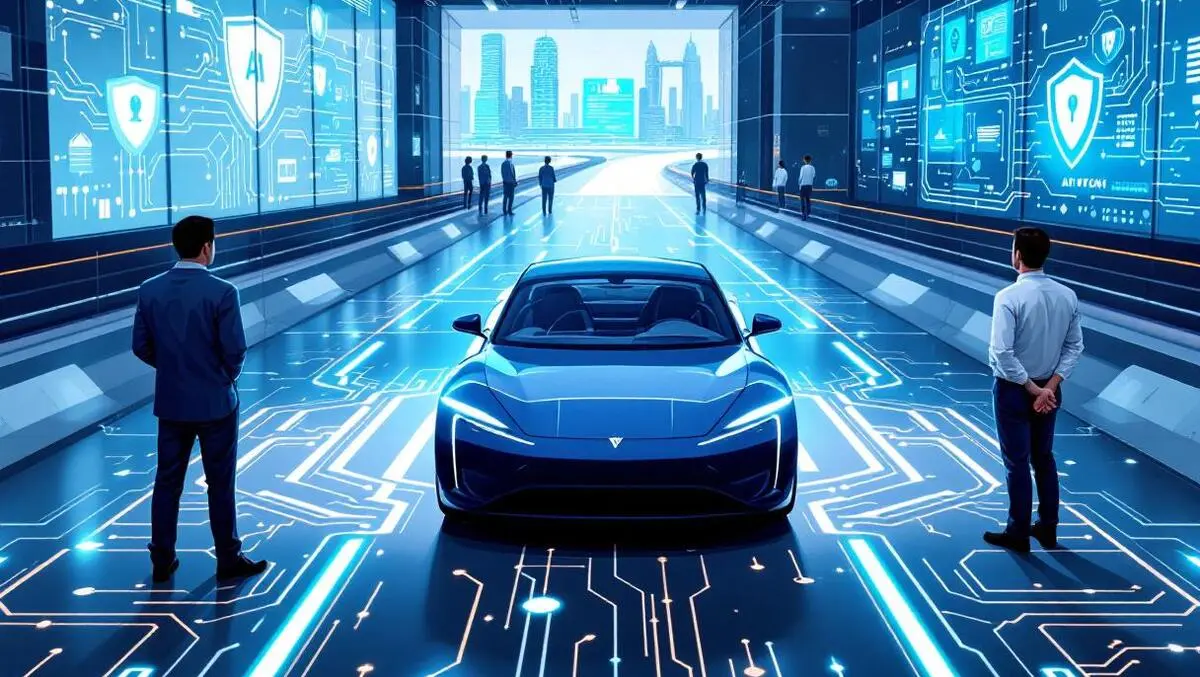 Electric car test track ai cybersecurity global engineers view