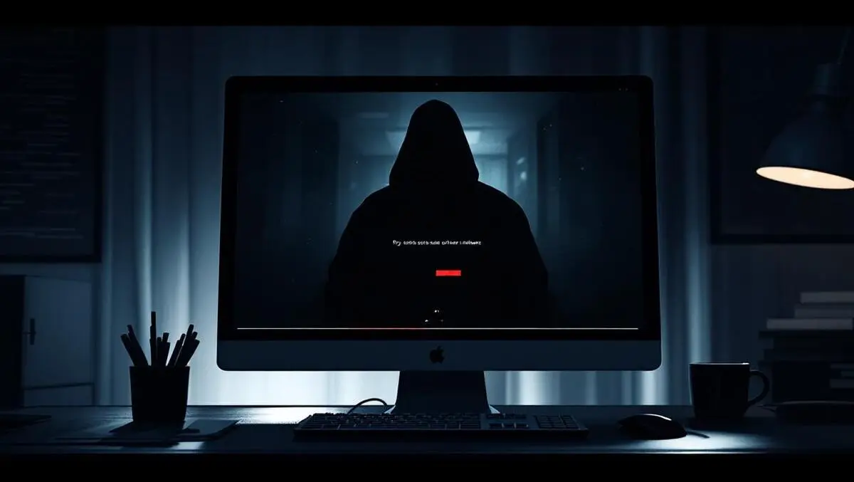 Office desktop update popup shadowy reflection hidden malware scene