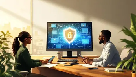 Ugandan bank branch interior cybersecurity screen id checks daylight