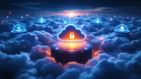 Cinematic unified cloud security shields locks control hub