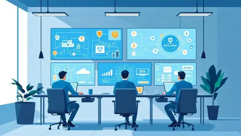 Corporate it security control room flat illustration pen testing